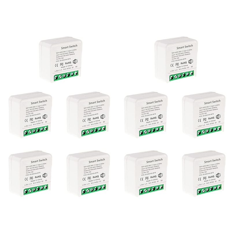 Smart Relay Tuya - 10X 미니 스마트 와이파이 릴레이 스위치,
