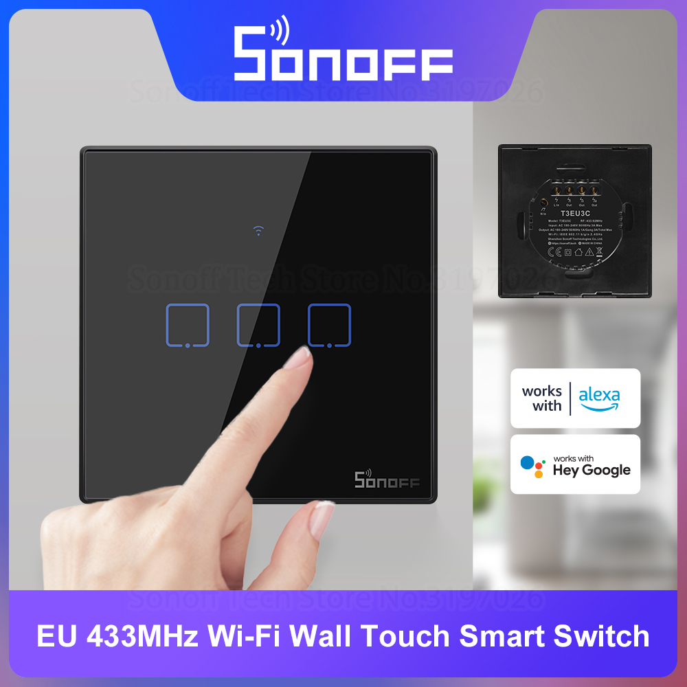 SONOFF T3EU 블랙 와이파이 스마트 월 터치 스 - Sonoff Basic 리뷰 및 가격