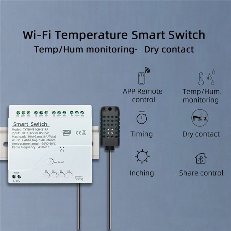 ABQU Tuya WiFi 4채널 스마트 스위치, 온도 - Tuya 4 Channel 리뷰 및 가격