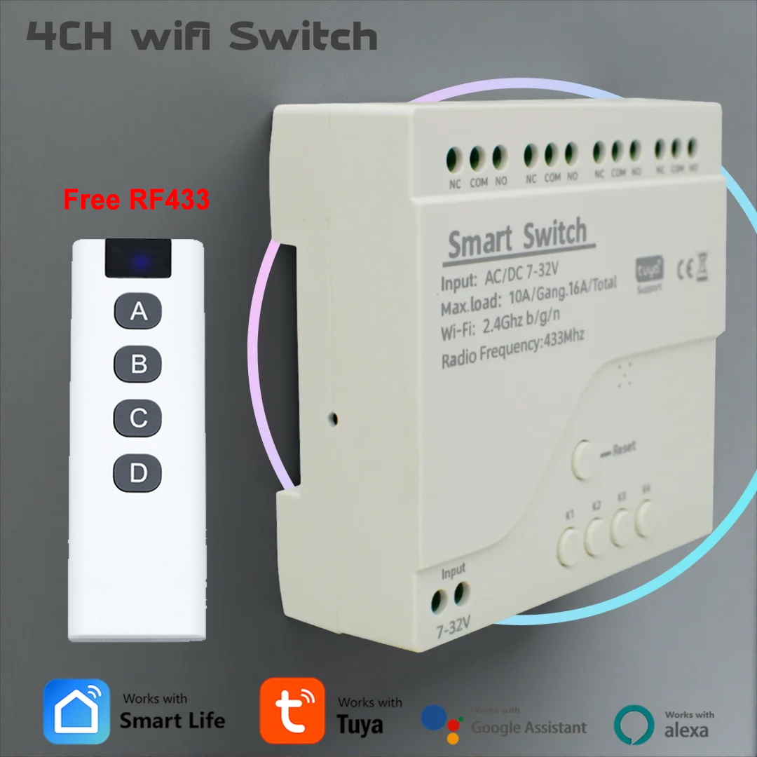 4채널 와이파이 회로 차단기 투야 스마트 스위치 12V - Tuya 4 Channel 리뷰 및 가격
